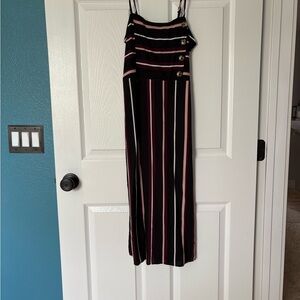 Striped Black and Pink Midi Dress